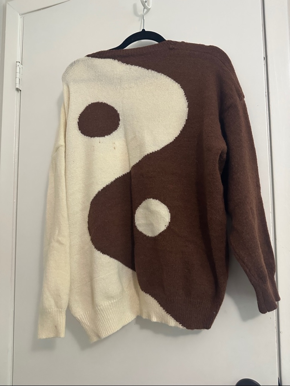 Oversized Earthbound Brown Trendy Yin & Yang Unisex Sweater - Picture 4 of 5